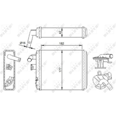 NRF | Wärmetauscher, Innenraumheizung | mit Adapter | 54282