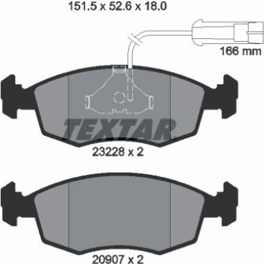 Textar | Bremsbelagsatz, Scheibenbremse | 2322702