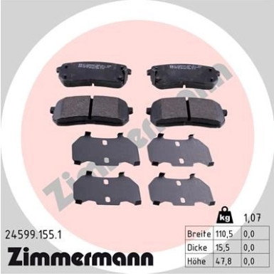 Zimmermann | Bremsbelagsatz, Scheibenbremse | 24599.155.1