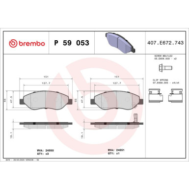 Brembo | Bremsbelagsatz, Scheibenbremse | P 59 053