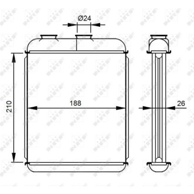 NRF | Wärmetauscher, Innenraumheizung | ohne Rohr | 53215