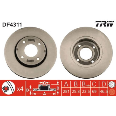 TRW | Bremsscheibe | DF4311