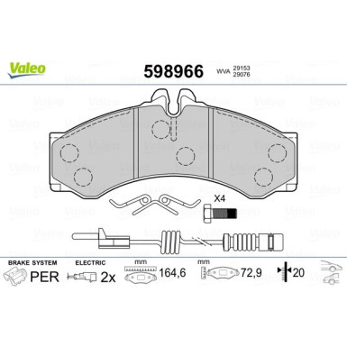 Valeo | Bremsbelagsatz, Scheibenbremse | 598966