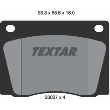 Textar | Bremsbelagsatz, Scheibenbremse | 2002701