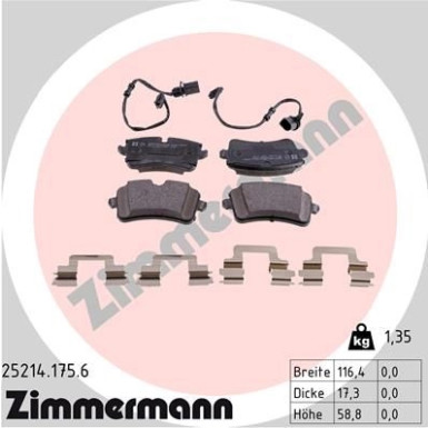 Zimmermann | Bremsbelagsatz, Scheibenbremse | 25214.175.6