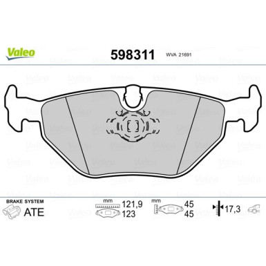 Valeo | Bremsbelagsatz, Scheibenbremse | 598311