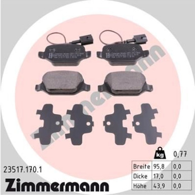 Zimmermann | Bremsbelagsatz, Scheibenbremse | 23517.170.1