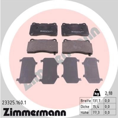 Zimmermann | Bremsbelagsatz, Scheibenbremse | 23325.160.1