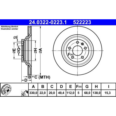 ATE | Bremsscheibe | 24.0322-0223.1