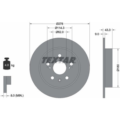 Textar | Bremsscheibe | 92225303