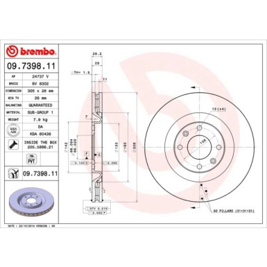 Brembo | Bremsscheibe | 09.7398.11