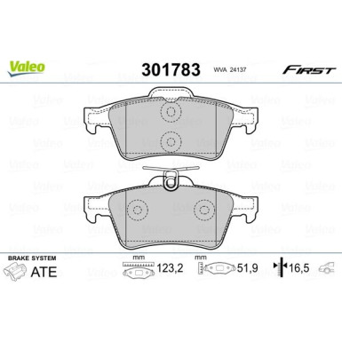 Valeo | Bremsbelagsatz, Scheibenbremse | 301783