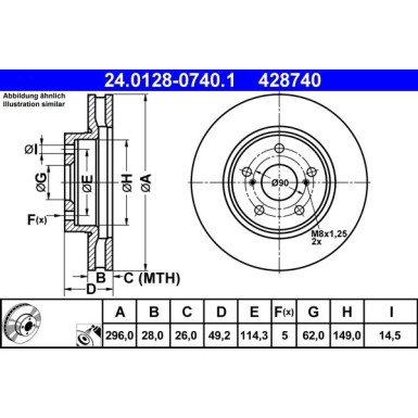 ATE | Bremsscheibe | 24.0128-0740.1