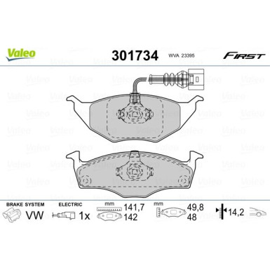 Valeo | Bremsbelagsatz, Scheibenbremse | 301734