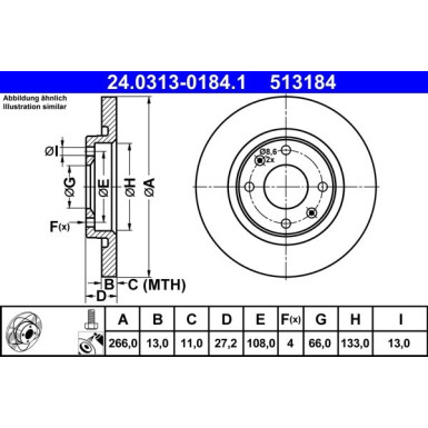 ATE | Bremsscheibe | 24.0313-0184.1