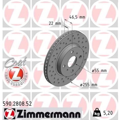 Zimmermann | Bremsscheibe | 590.2808.52