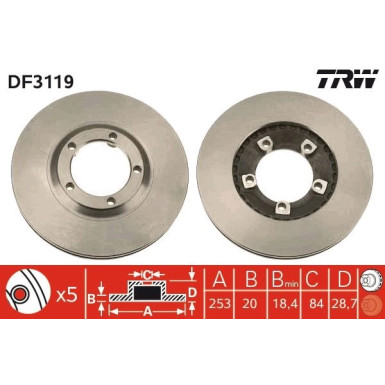 TRW | Bremsscheibe | DF3119