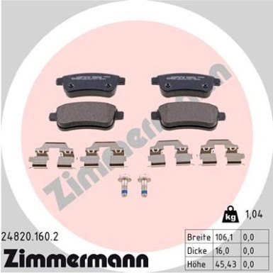 Zimmermann | Bremsbelagsatz, Scheibenbremse | 24820.160.2