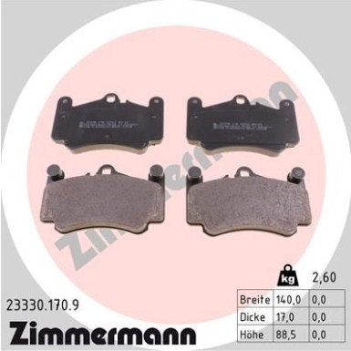 Zimmermann | Bremsbelagsatz, Scheibenbremse | 23330.170.9