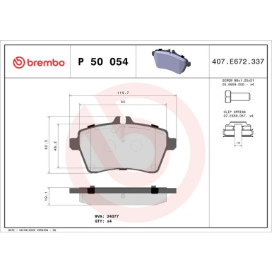 Brembo | Bremsbelagsatz, Scheibenbremse | P 50 054