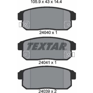 Textar | Bremsbelagsatz, Scheibenbremse | 2404001