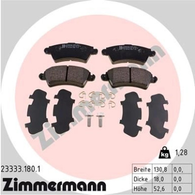 Zimmermann | Bremsbelagsatz, Scheibenbremse | 23333.180.1