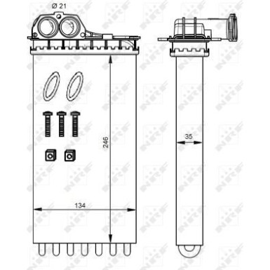 NRF | Wärmetauscher, Innenraumheizung | ohne Rohr | 54332