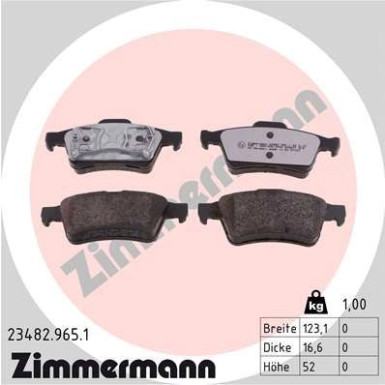 Zimmermann | Bremsbelagsatz, Scheibenbremse | 23482.965.1