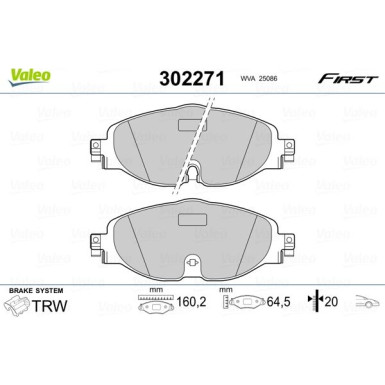 Valeo | Bremsbelagsatz, Scheibenbremse | 302271