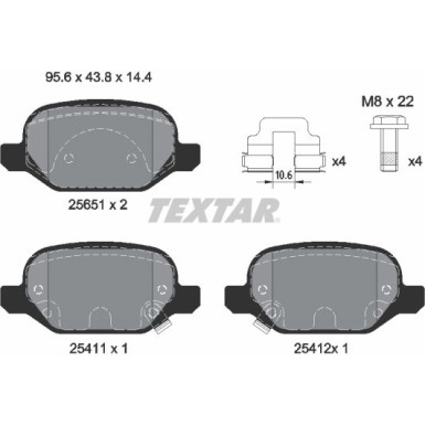 Textar | Bremsbelagsatz, Scheibenbremse | 2565101