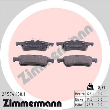 Zimmermann | Bremsbelagsatz, Scheibenbremse | 24574.150.1