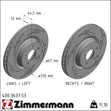 Zimmermann | Bremsscheibe | 400.3637.53