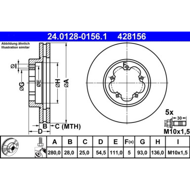 ATE | Bremsscheibe | 24.0128-0156.1