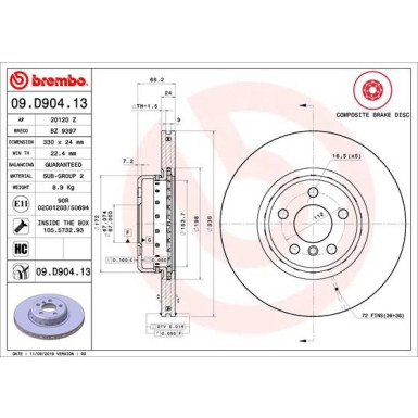 Brembo | Bremsscheibe | 09.D904.13