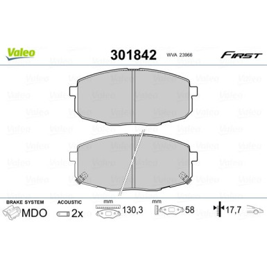 Valeo | Bremsbelagsatz, Scheibenbremse | 301842