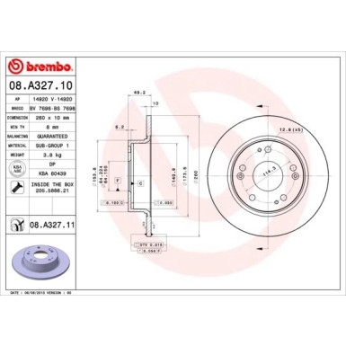 Brembo | Bremsscheibe | 08.A327.11