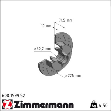 Zimmermann | Bremsscheibe | 600.1599.52