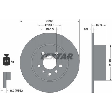 Textar | Bremsscheibe | 92075703