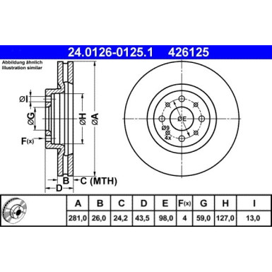 ATE | Bremsscheibe | 24.0126-0125.1