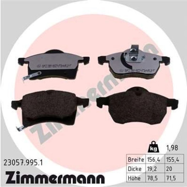 Zimmermann | Bremsbelagsatz, Scheibenbremse | 23057.995.1