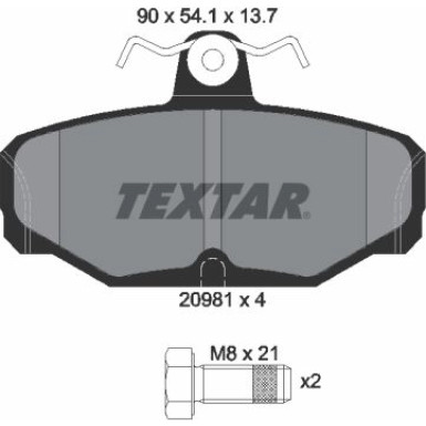 Textar | Bremsbelagsatz, Scheibenbremse | 2098101