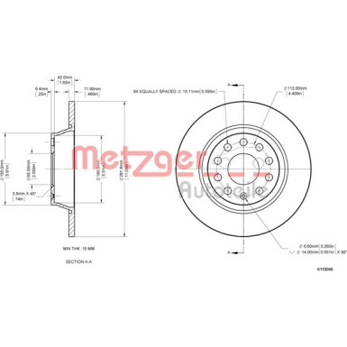 Metzger | Bremsscheibe | 6110046