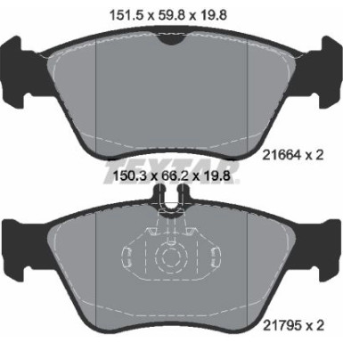 Textar | Bremsbelagsatz, Scheibenbremse | 2166404