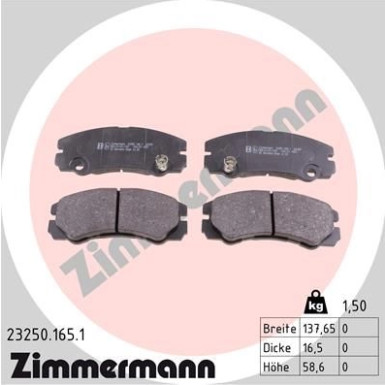 Zimmermann | Bremsbelagsatz, Scheibenbremse | 23250.165.1