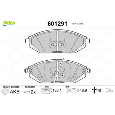 Valeo | Bremsbelagsatz, Scheibenbremse | 601291