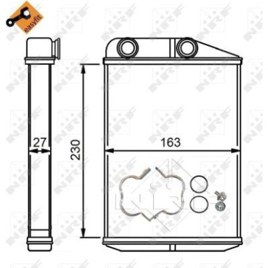 NRF | Wärmetauscher, Innenraumheizung | mit Montagematerial | 54309