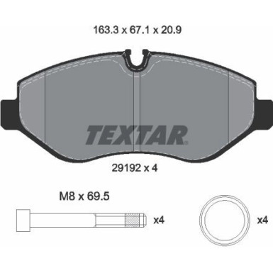 Textar | Bremsbelagsatz, Scheibenbremse | 2919209