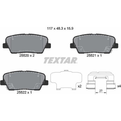 Textar | Bremsbelagsatz, Scheibenbremse | 2552008