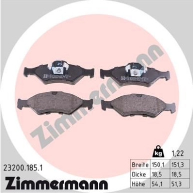 Zimmermann | Bremsbelagsatz, Scheibenbremse | 23200.185.1