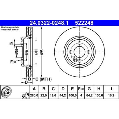 ATE | Bremsscheibe | 24.0322-0248.1